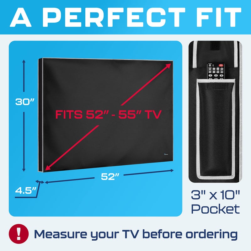 Garnetics غطاء تلفاز خارجي من غارنيتيكس 55 بوصة - مقاوم للماء، أغطية تلفاز مقاومة للعوامل الجوية مع واقيات شاشة ذكية، مثالي للاستخدام الخارجي، النقل، والتخزين - أسود - Image 3